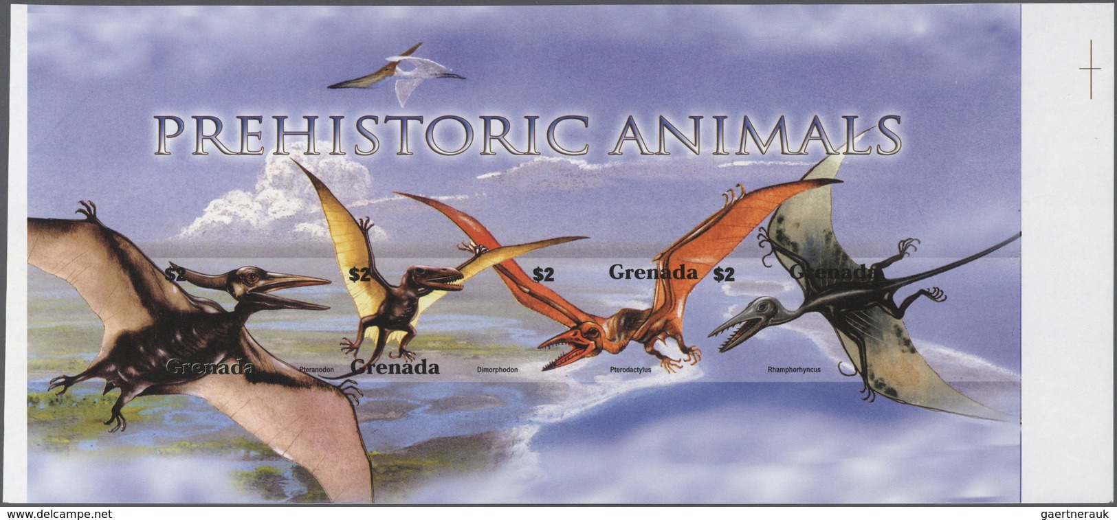 Thematik: Tiere-Dinosaurier / animals-dinosaur: 2005, GRENADA: Prehistoric Animals complete set of t