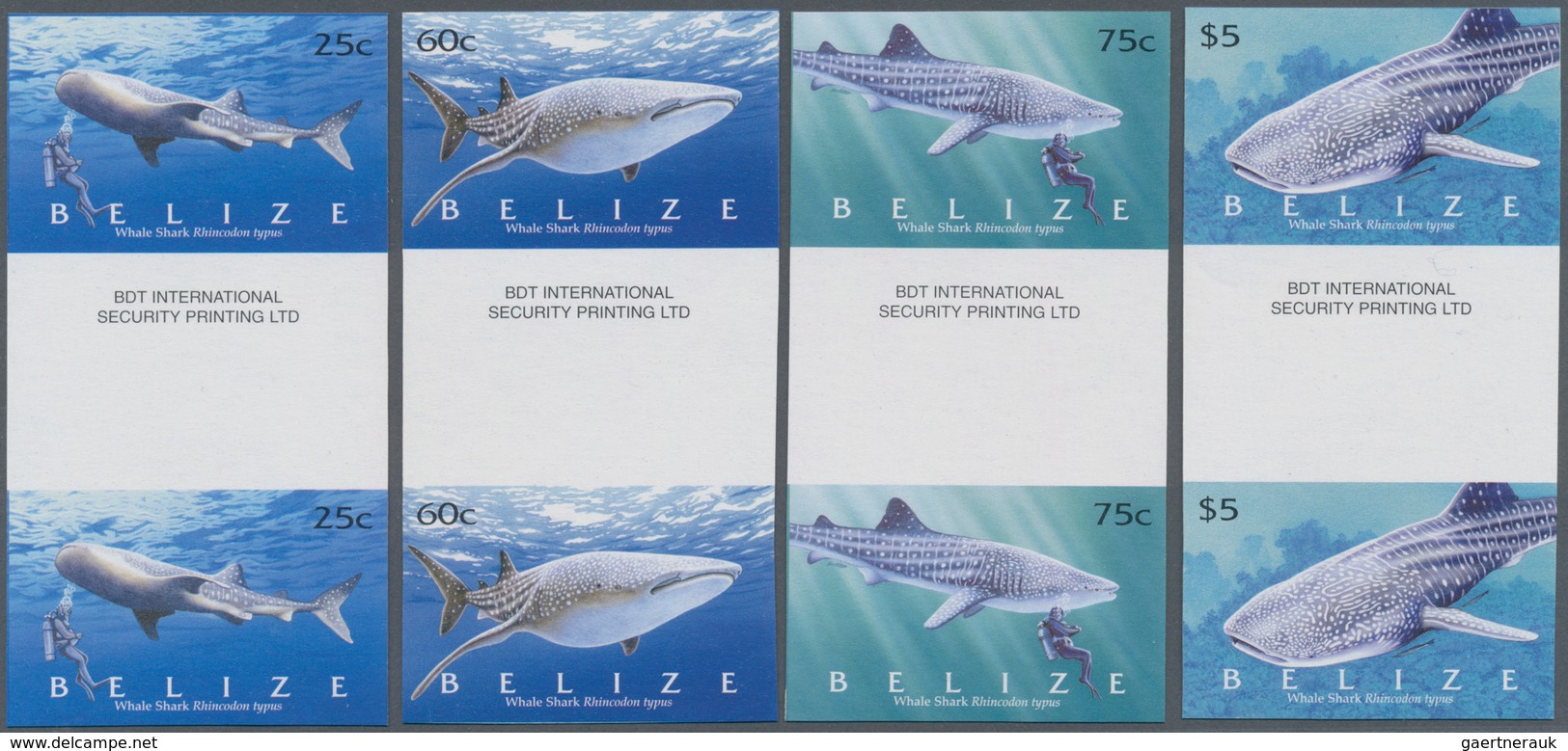 Thematik: Tiere-Fische / Animals-fishes: 2004, BELIZE: Whale Shark (Rhincodon Typus) Complete Set Of - Fische