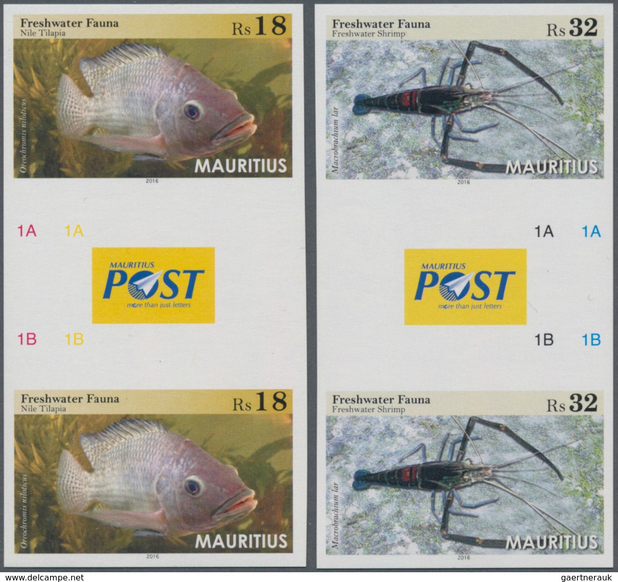 Thematik: Tiere-Fische / Animals-fishes: 2016, MAURITIUS: Freshwater Animals Complete Set Of Four (G - Fische