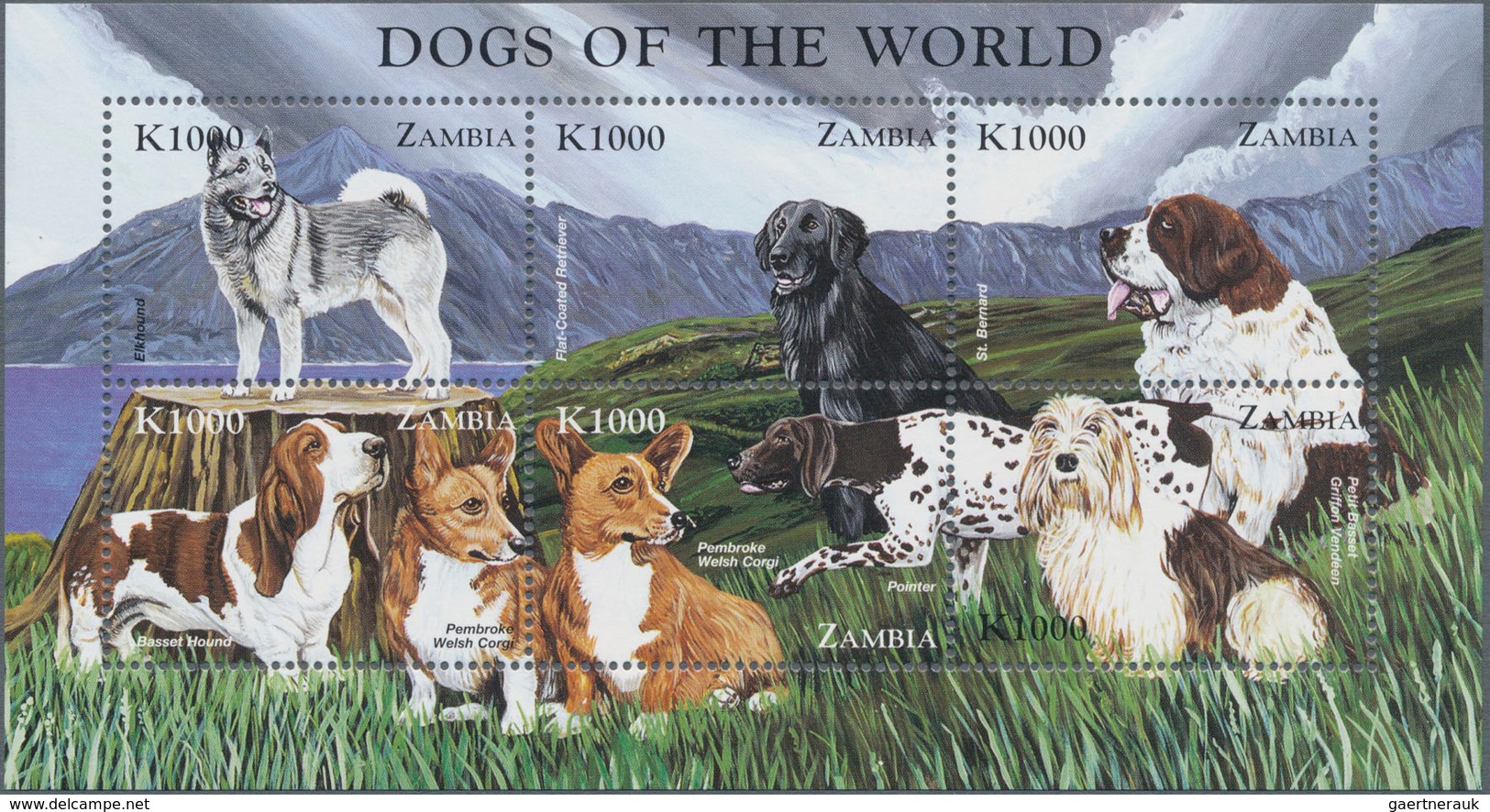 Thematik: Tiere-Hunde / Animals-dogs: 1999, ZAMBIA: Dogs Set In Two Perforate And IMPERFORATE Sheetl - Hunde