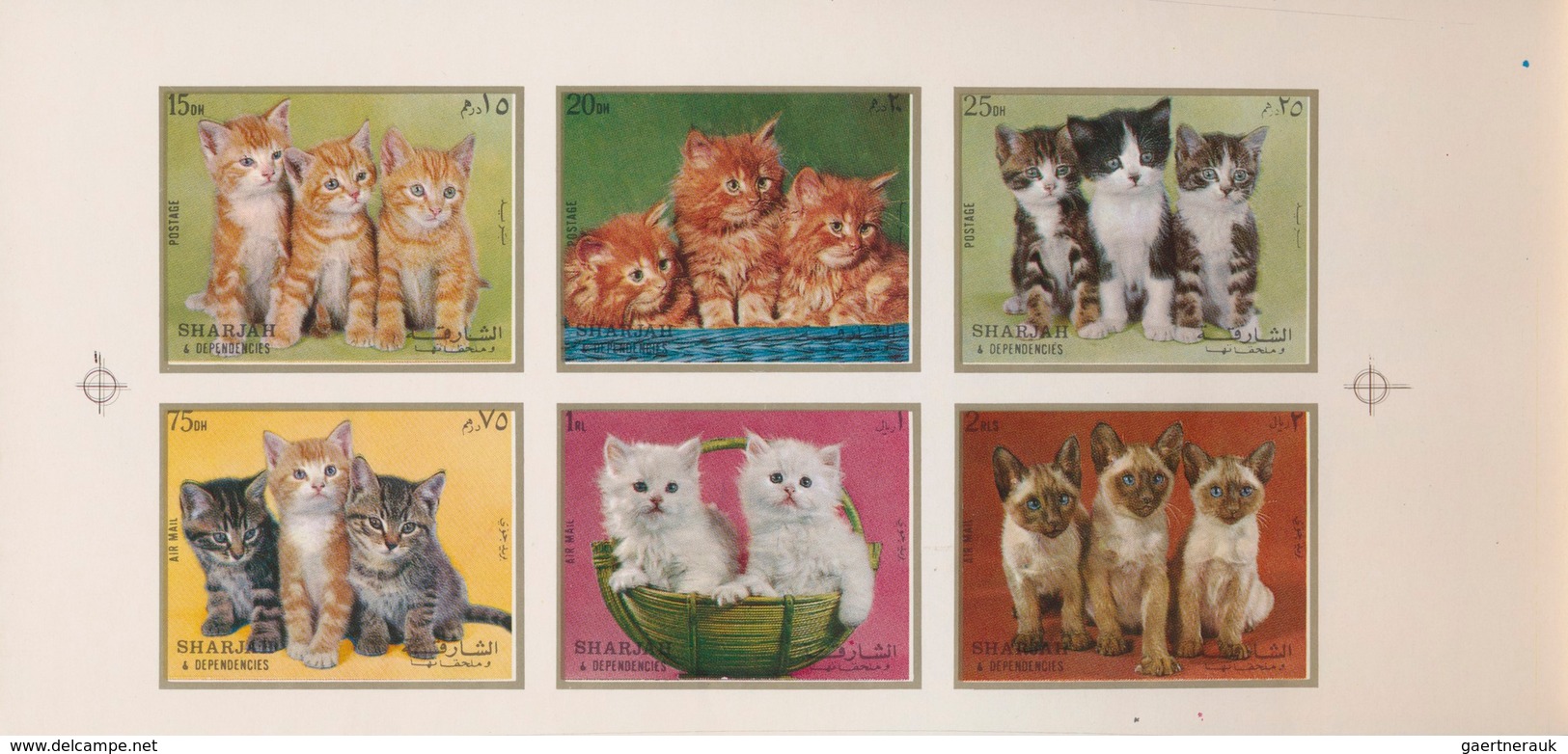 Thematik: Tiere-Katzen / Animals-cats: 1972, Sharjah, Cats 15dh. To 2r., Booklet With Four Imperf. P - Hauskatzen