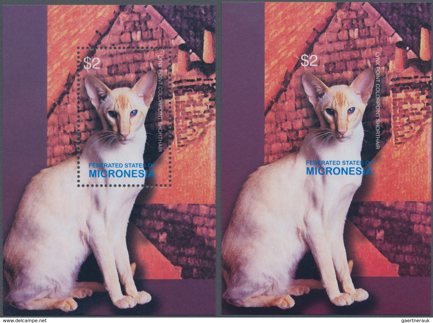 Thematik: Tiere-Katzen / Animals-cats: 2003, MICRONESIA: Siamese Cat In A Perforate And IMPERFORATE - Hauskatzen