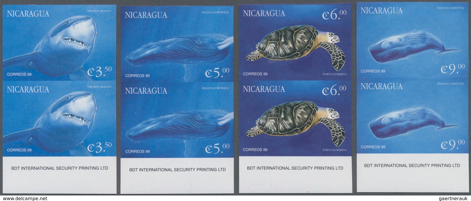 Thematik: Tiere-Meerestiere / Animals-sea Animals: 2000, NICARAGUA: Sea Animals Complete Set Of Four - Marine Life