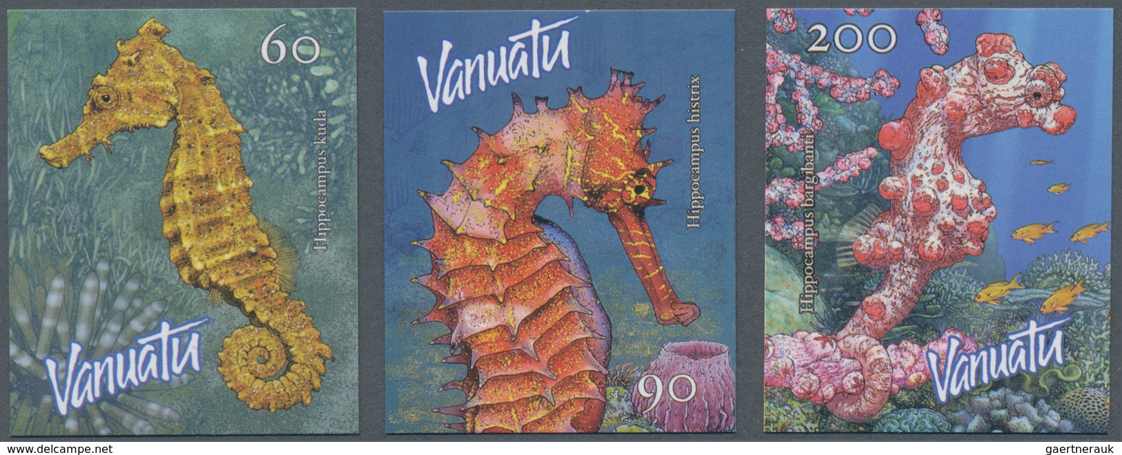 Thematik: Tiere-Meerestiere / Animals-sea Animals: 2003, Vanuatu. Complete Set "Seahorses" (3 Values - Marine Life