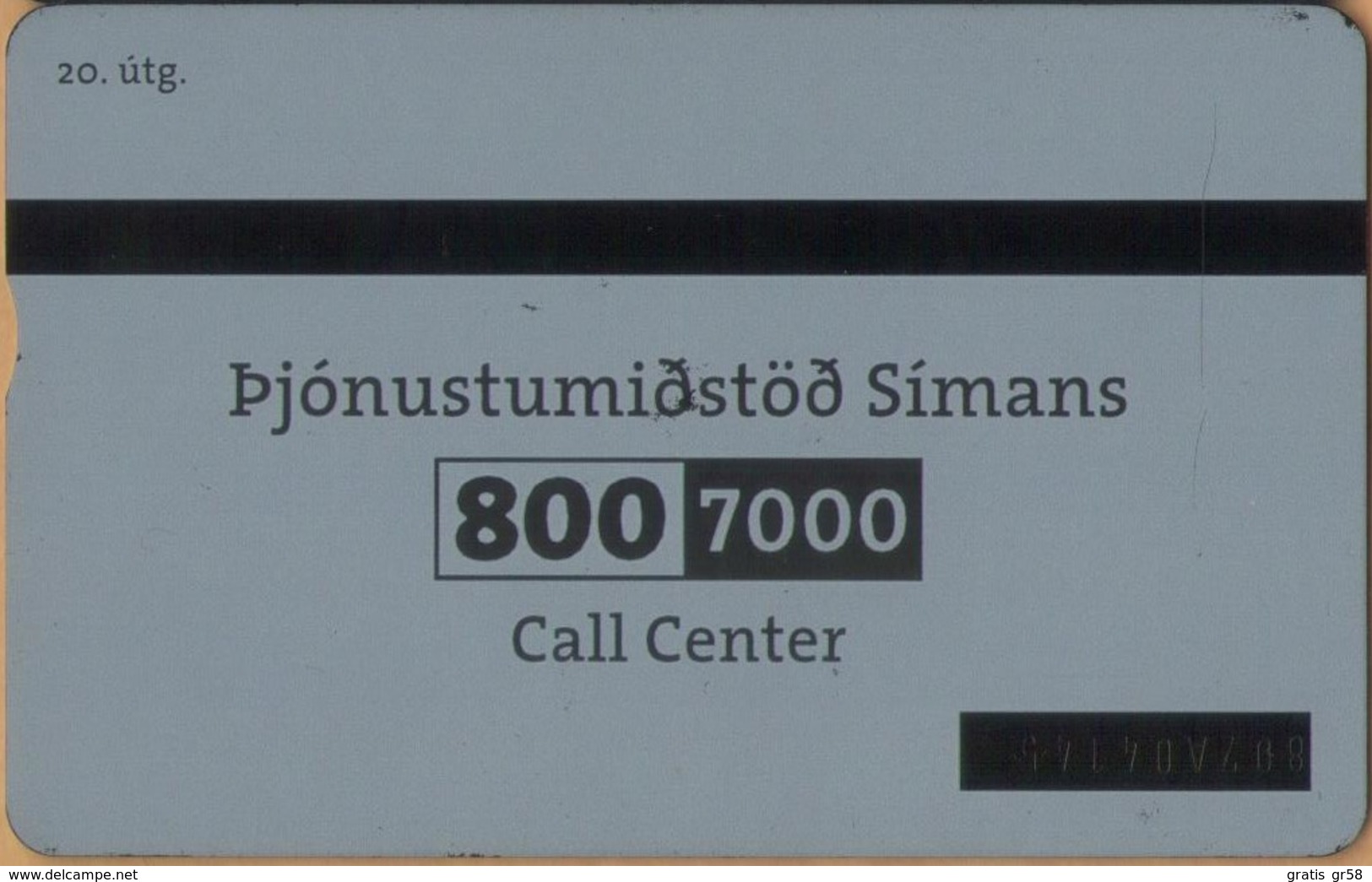 Iceland - ICE-D-20, L&G, Siminn Call Center, 100 U, 15,000ex, 1998, Mint - IJsland