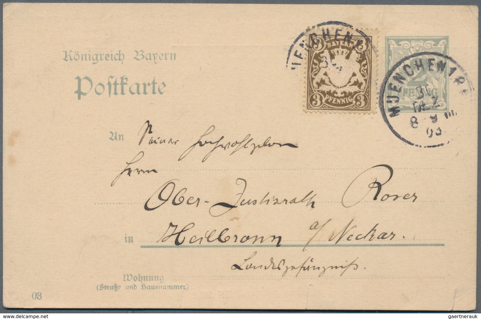 Thematik: Tiere-Pferde / Animals-horses: 1903, Bavaria. Private Postal Card 2 Pf Digit "Neue München - Pferde