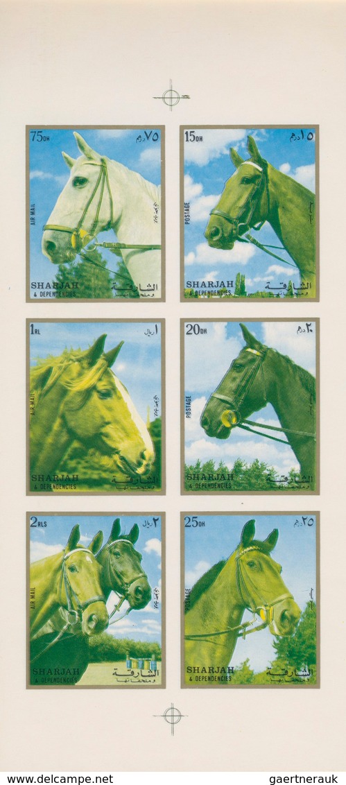 Thematik: Tiere-Pferde / Animals-horses: 1972, Sharjah, Horses 15dh. To 2r., Booklet With Four Imper - Pferde