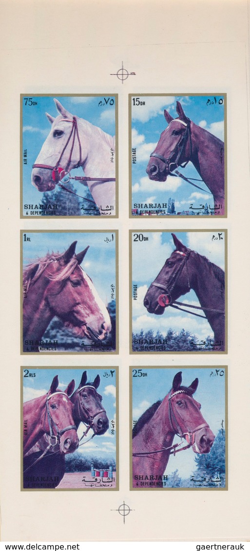 Thematik: Tiere-Pferde / Animals-horses: 1972, Sharjah, Horses 15dh. To 2r., Booklet With Four Imper - Horses