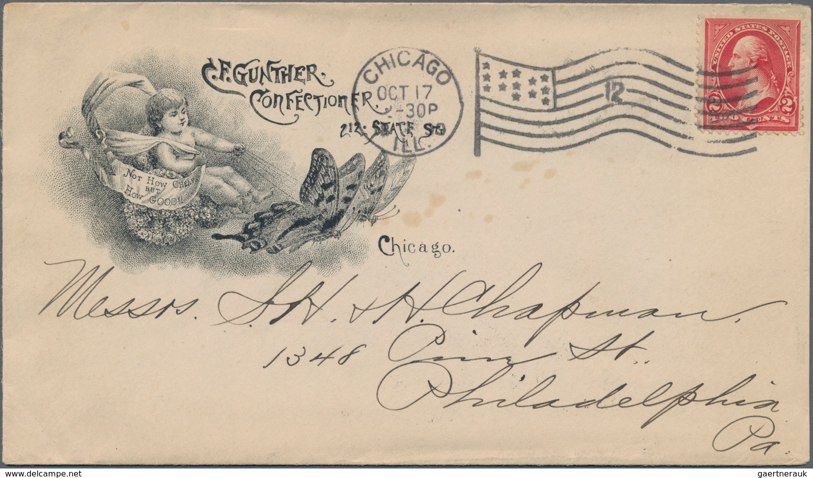 Thematik: Tiere-Schmetterlinge / Animals-butterflies: 1899/1915, USA: Two Covers Bearing Diff. 2c. S - Butterflies
