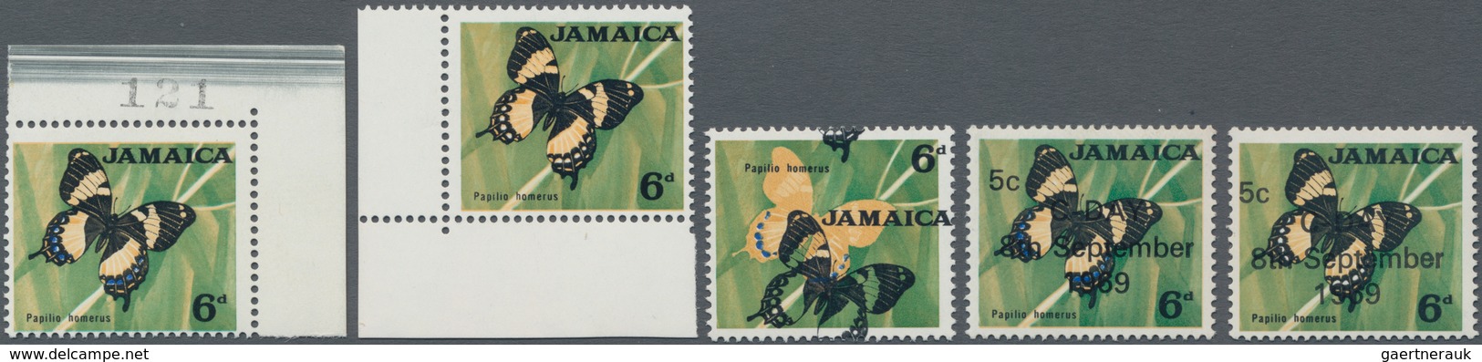 Thematik: Tiere-Schmetterlinge / Animals-butterflies: 1964/1969, JAMAICA: QEII Definitive 6d. And 5c - Butterflies