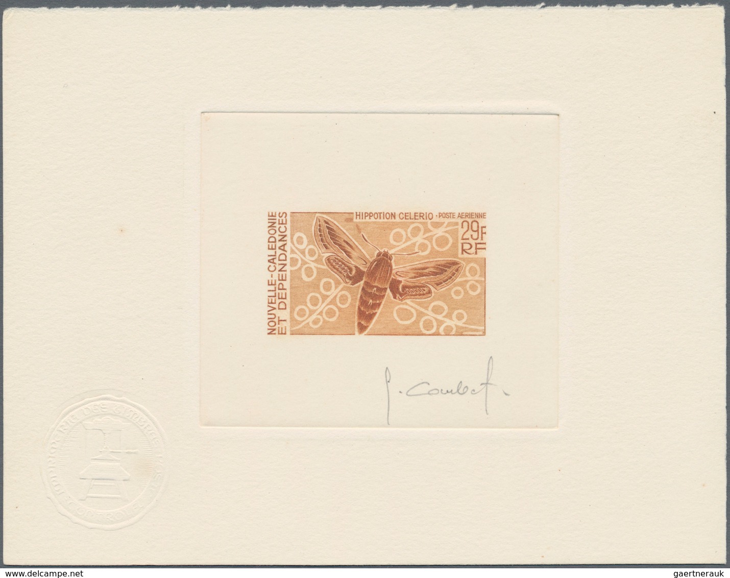 Thematik: Tiere-Schmetterlinge / Animals-butterflies: 1968, NEW CALEDONIA: Butterfly 29fr. 'Hippotio - Butterflies