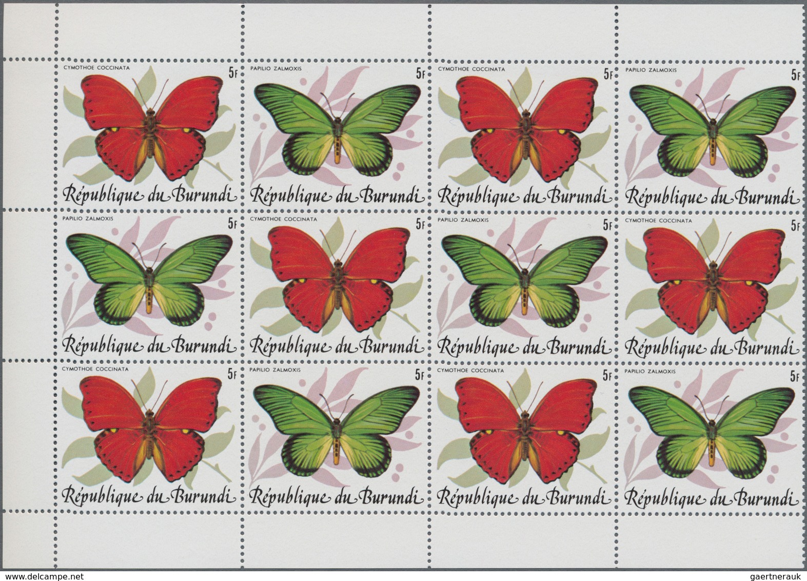 Thematik: Tiere-Schmetterlinge / animals-butterflies: 1984, Butterflies complete set of 10 in se-ten