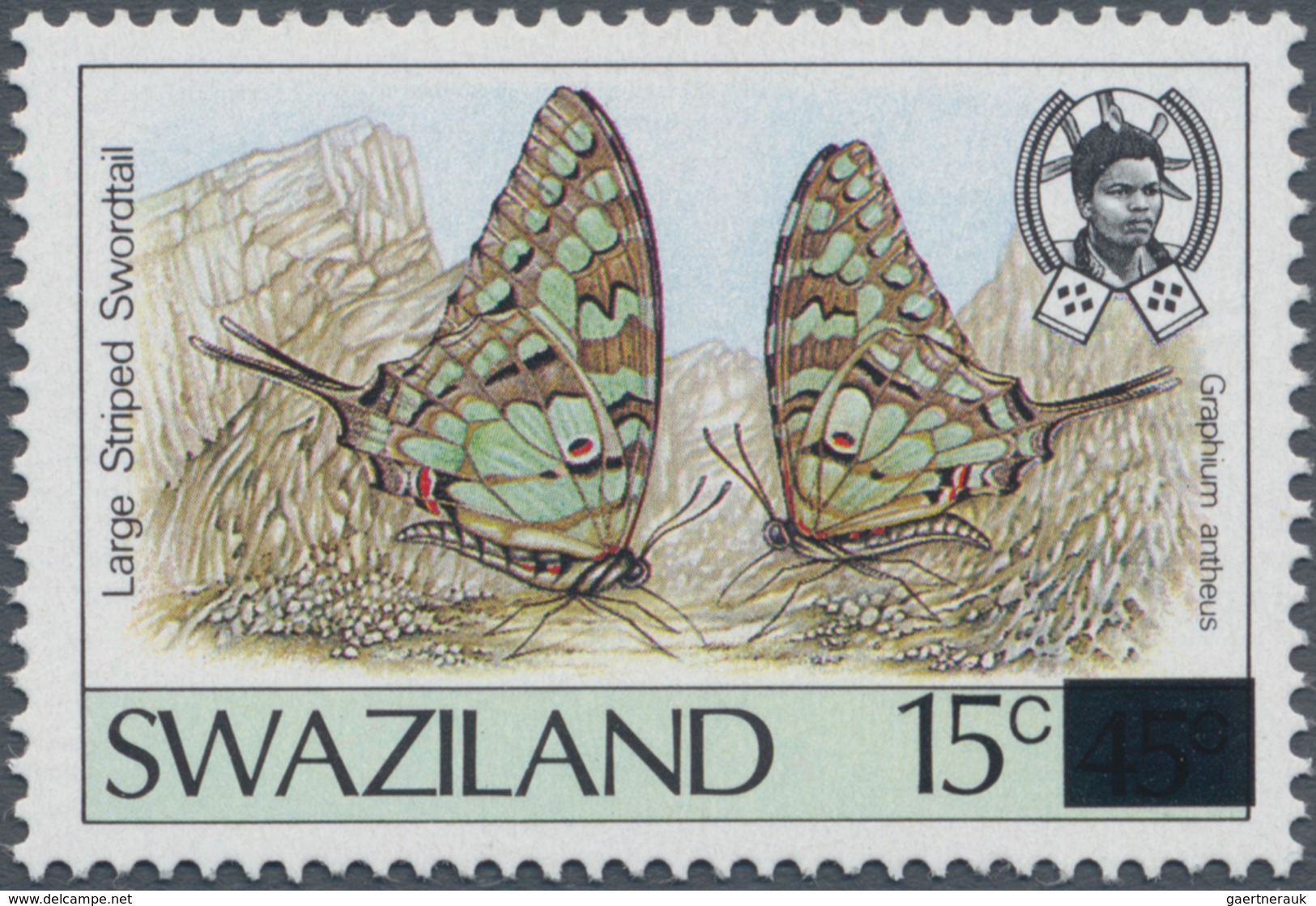 Thematik: Tiere-Schmetterlinge / Animals-butterflies: 1990, SWAZILAND: Butterfly Definitive 45c. 'Gr - Schmetterlinge