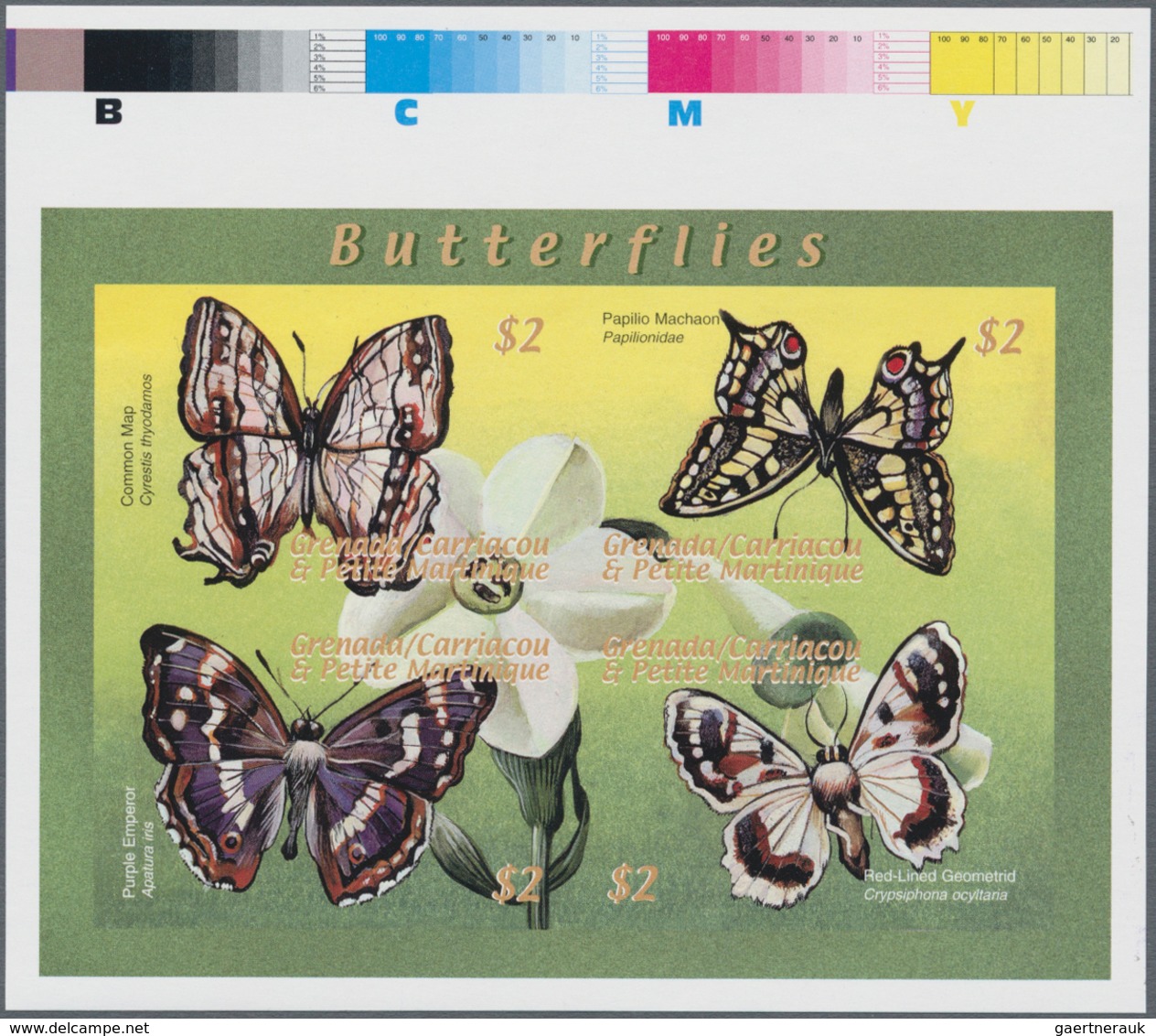 Thematik: Tiere-Schmetterlinge / animals-butterflies: 2000, GRENADA-CARRIACOU: Butterflies of the Wo