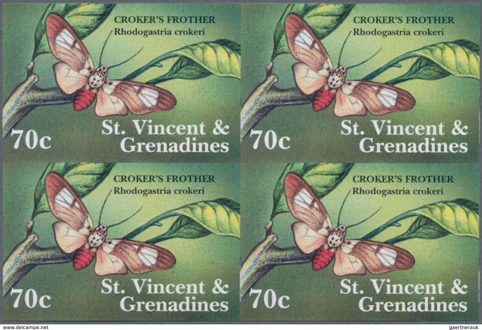 Thematik: Tiere-Schmetterlinge / Animals-butterflies: 2001, St. Vincent. Imperforate Block Of 4 For - Butterflies