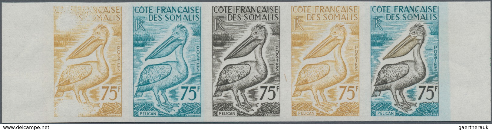 Thematik: Tiere-Vögel / Animals-birds: 1959, Somali Coast, 75fr. Pelican, Imperforate Colour Proof, - Other & Unclassified