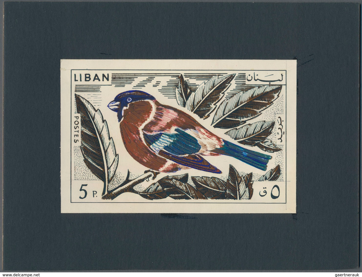 Thematik: Tiere-Vögel / Animals-birds: 1965, Libanon, Issue Birds, Artist Drawing (136x89) 5 Pia. Bu - Sonstige & Ohne Zuordnung