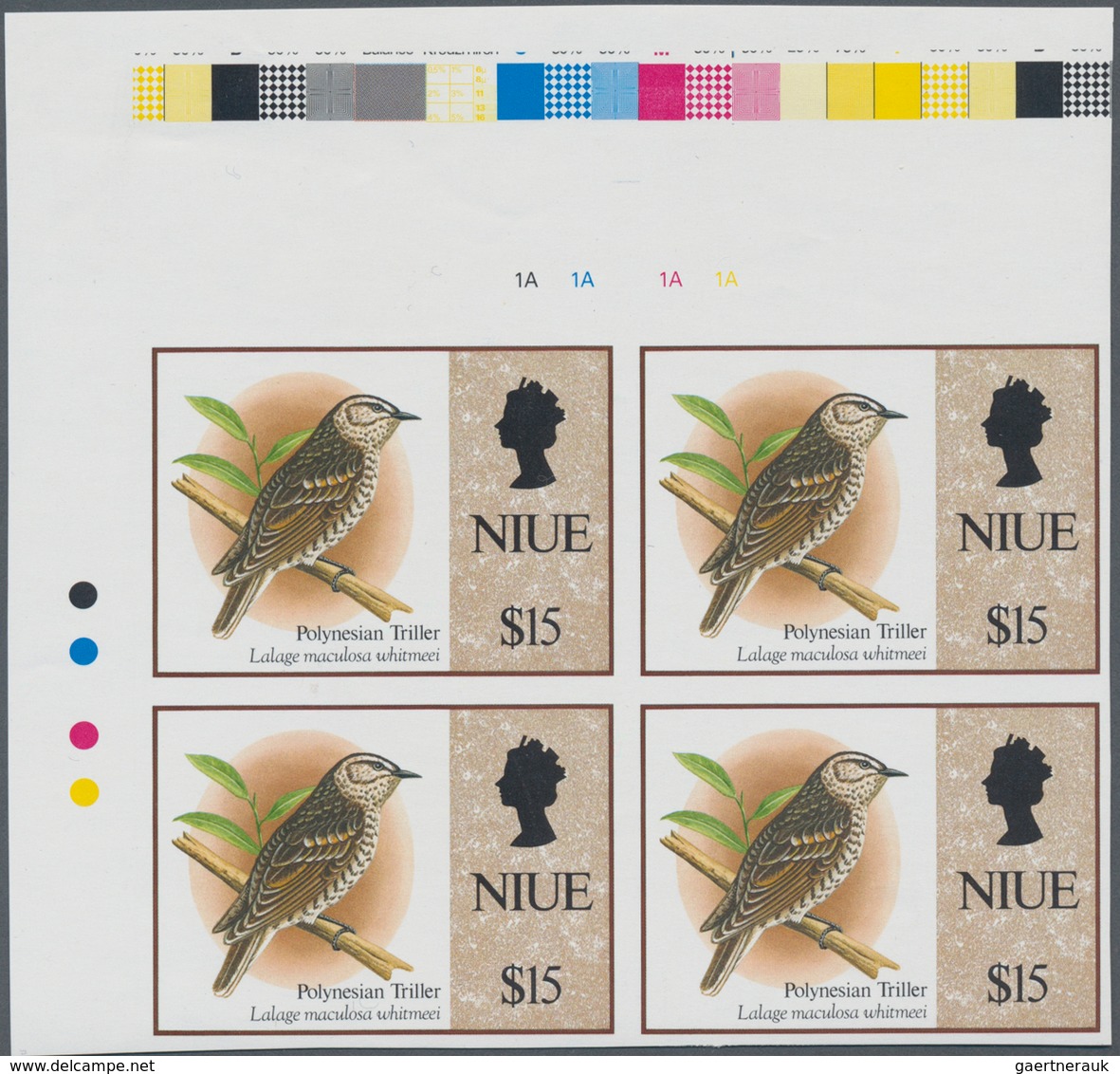 Thematik: Tiere-Vögel / Animals-birds: 1993, NIUE: Birds Issue $15 Polynesian Triller In An IMPERFOR - Other & Unclassified