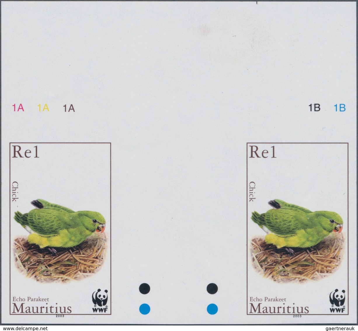 Thematik: Tiere-Vögel / Animals-birds: 2003, MAURITIUS: WWF 'Echo Parakeet' 1r. And 15r. In Horizont - Sonstige & Ohne Zuordnung