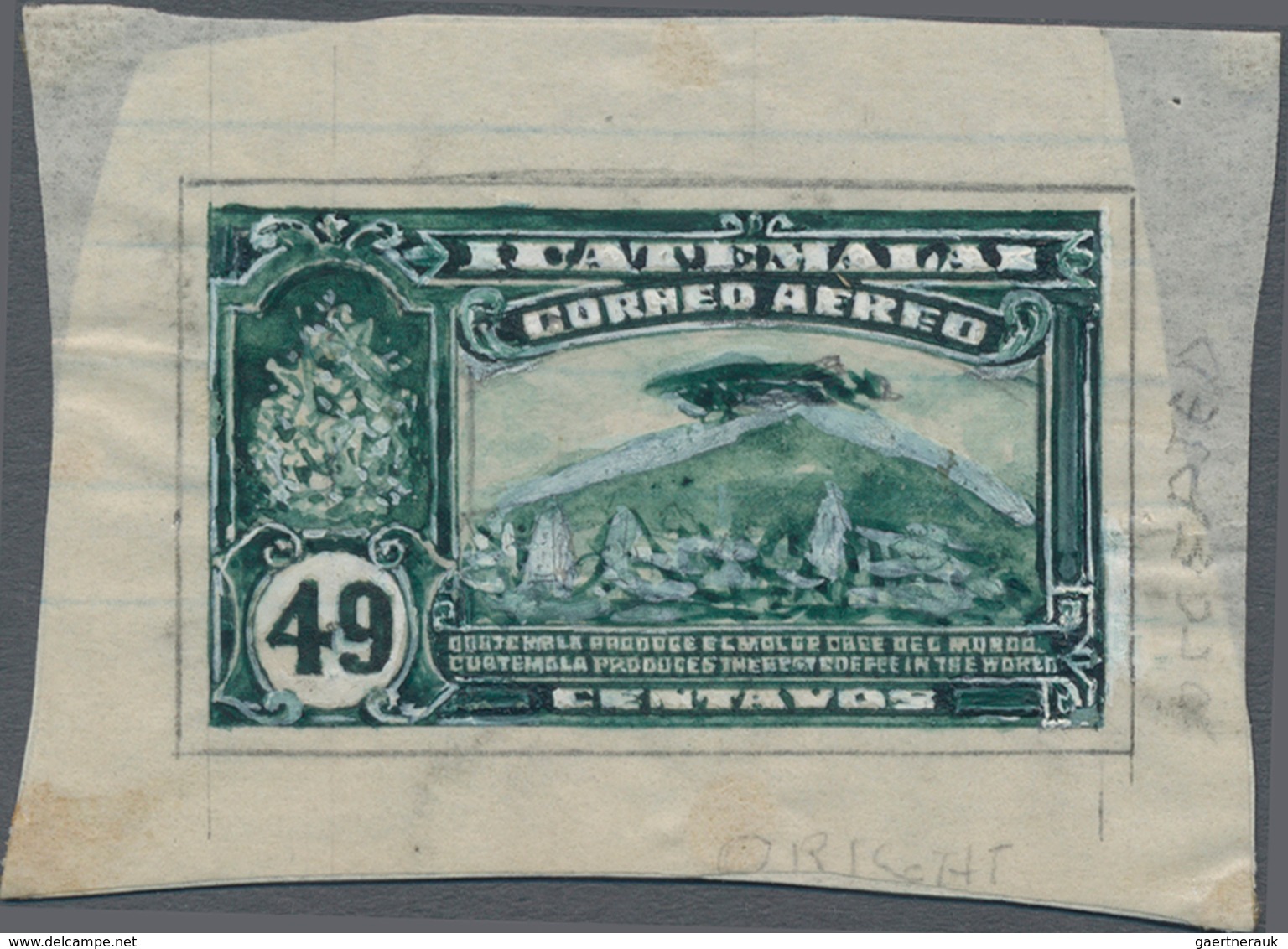 Thematik: Vulkane / Volcanoes: 1931, GUATEMALA: Unadopted Stamp-size ARTISTS DRAWING For A Not Issue - Volcanos