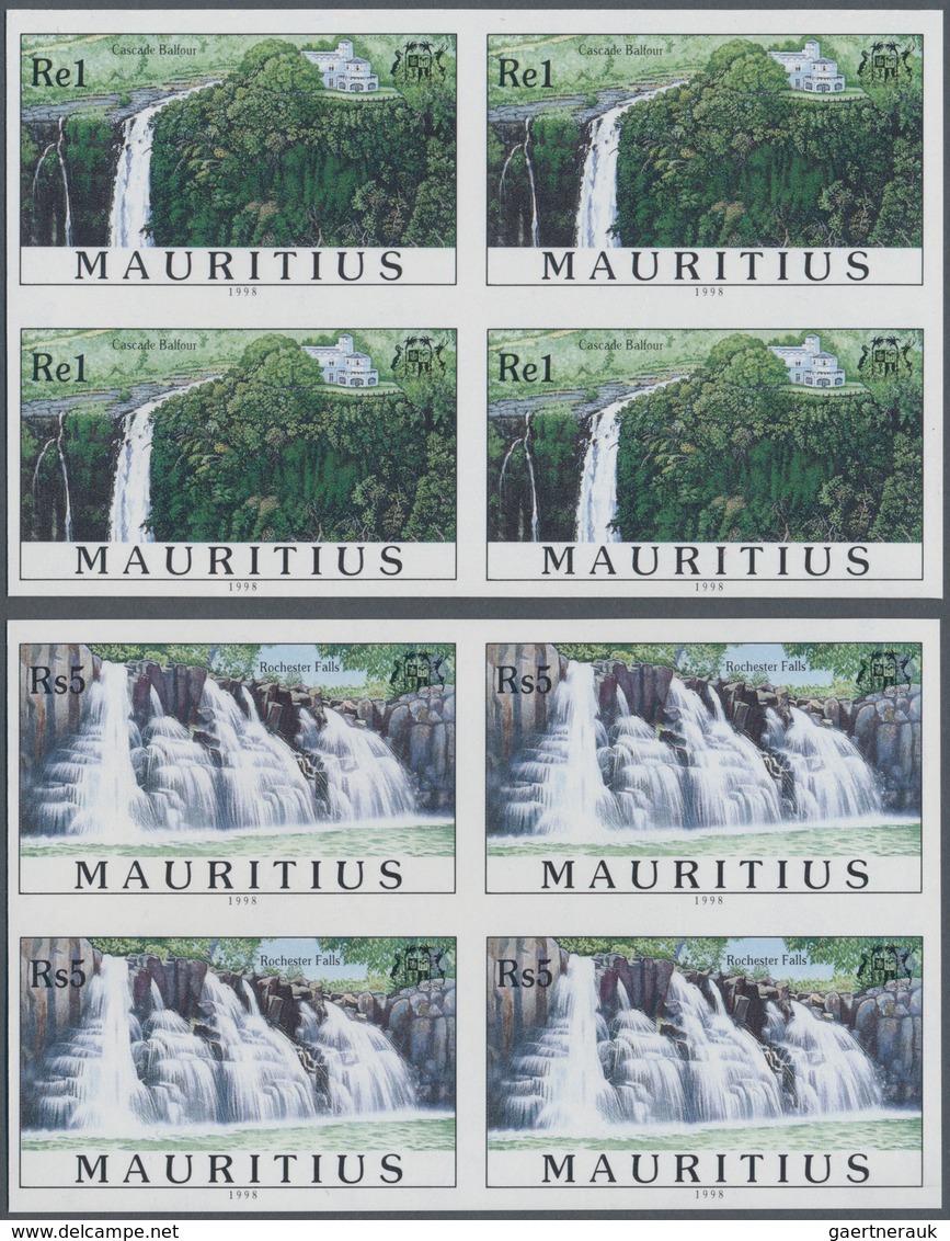 Thematik: Wasserfälle / Waterfalls: 1998, Mauritius. Complete Set "Waterfalls" In IMPERFORATE Blocks - Unclassified