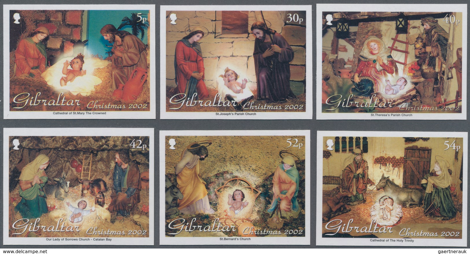 Thematik: Weihnachten / Christmas: 2002, Gibraltar. Complete Set "Christmas" (6 Values) In IMPERFORA - Christmas