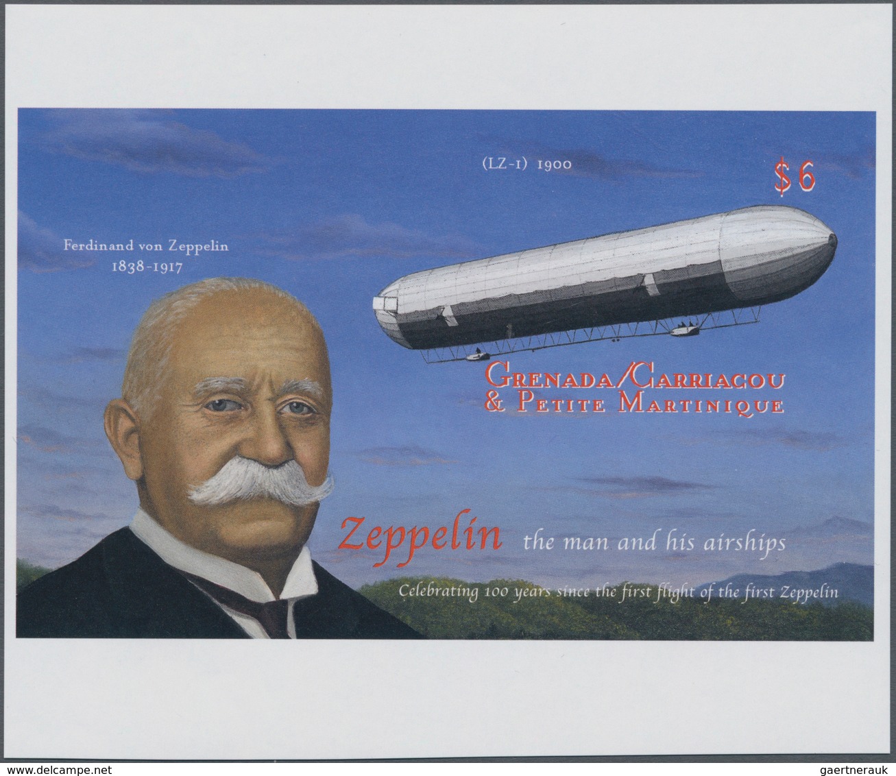 Thematik: Zeppelin / Zeppelin: 2000, GRENADA-CARRIACOU: 100 Years Of Zeppelin Airships IMPERFORATE M - Zeppelins