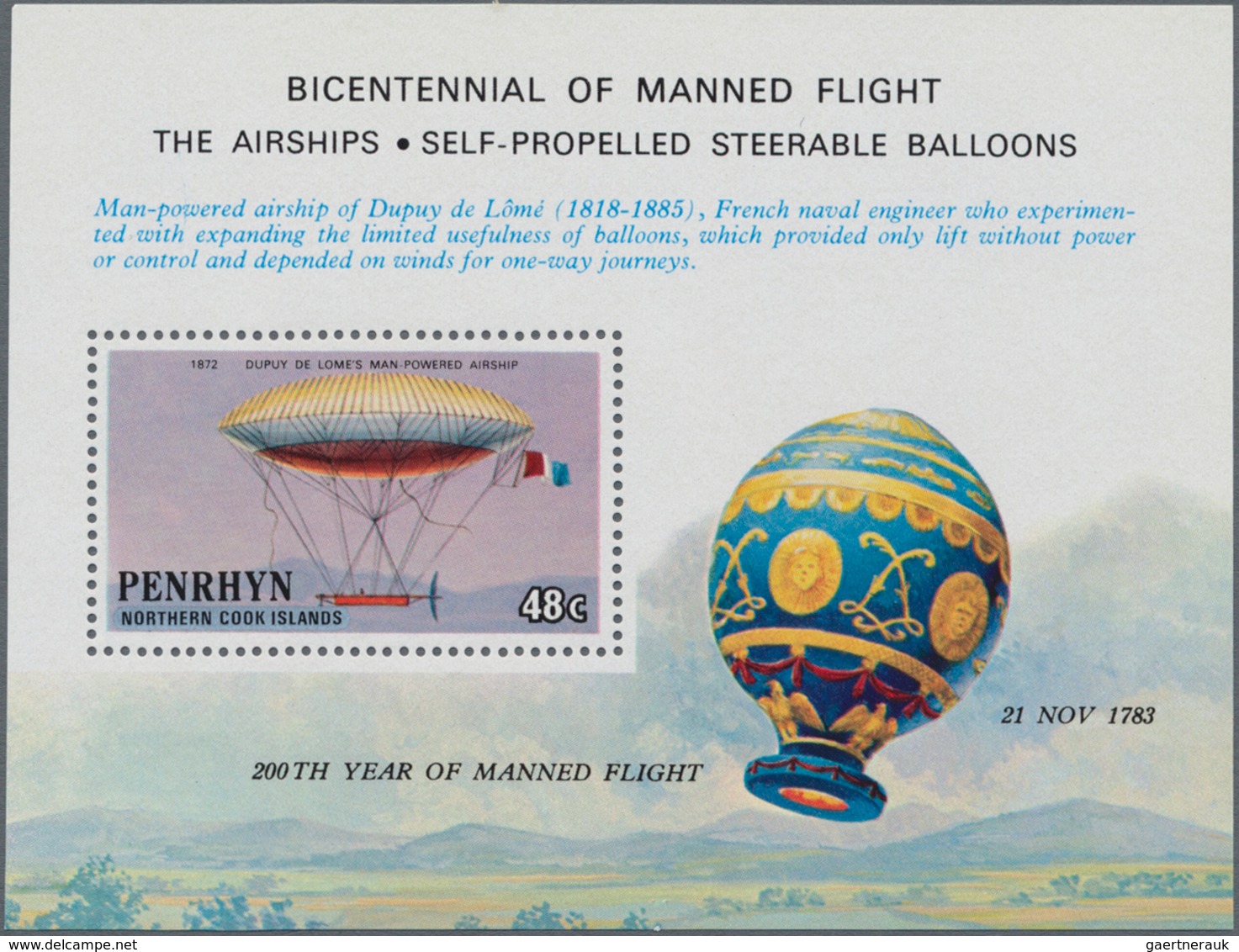 Thematik: Zeppelin / Zeppelin: 1983, Bicentennial Of Manned Flight - The Airship, Penrhyn Michel No. - Zeppeline