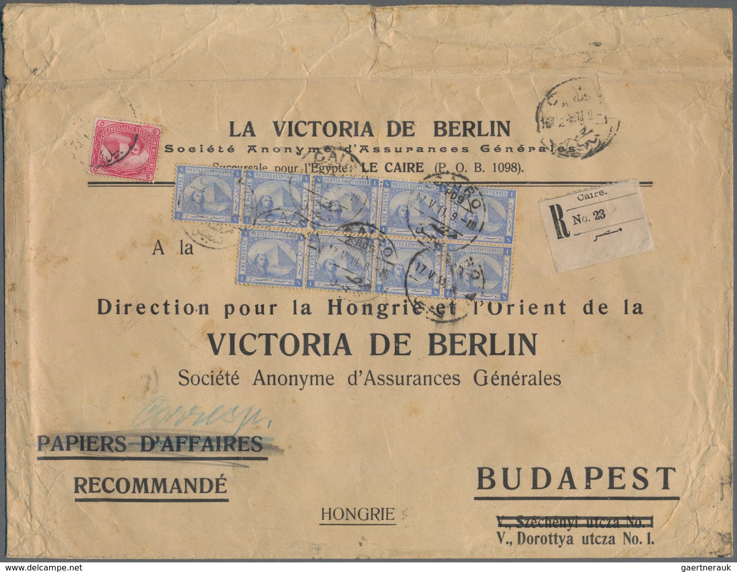 Ägypten: 1911 Printed "Papiers D'Affairs" Envelope, "Papiers D'Affairs" Crossed Out And Notes "Corre - 1866-1914 Ägypten Khediva