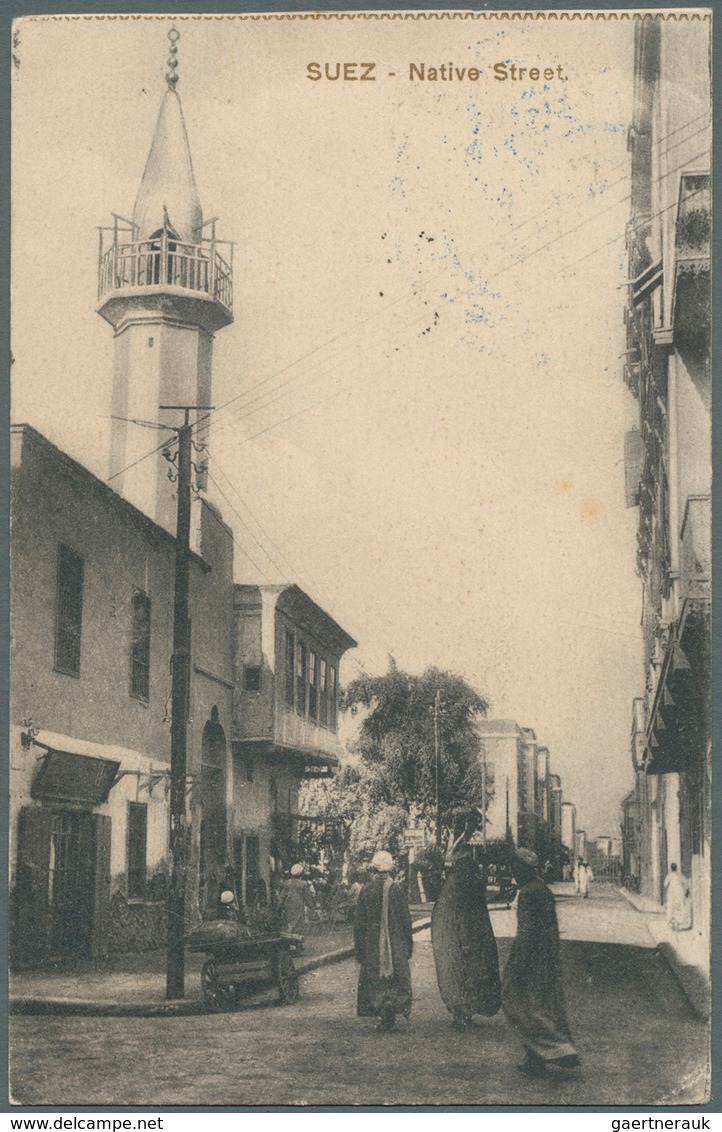 Ägypten: 1916. Picture Post Card Of 'Native Street; Suez' Dated' 16th Nov 1916' Addressed To-France - 1866-1914 Khedivate Of Egypt