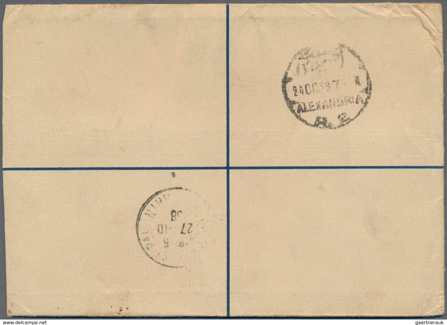 Ägypten - Ganzsachen: 1938: Postal Stationery Registered Envelope 15m. Blue Used From Zifta To Franc - Other & Unclassified