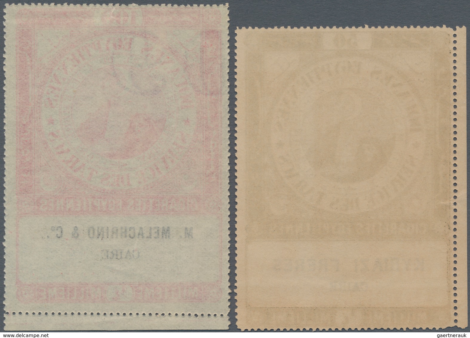 Ägypten - Besonderheiten: 1900 (ca.?), Two Revenue Stamps ¼ Millieme In Grey-green And Red 'DOUANES - Sonstige & Ohne Zuordnung