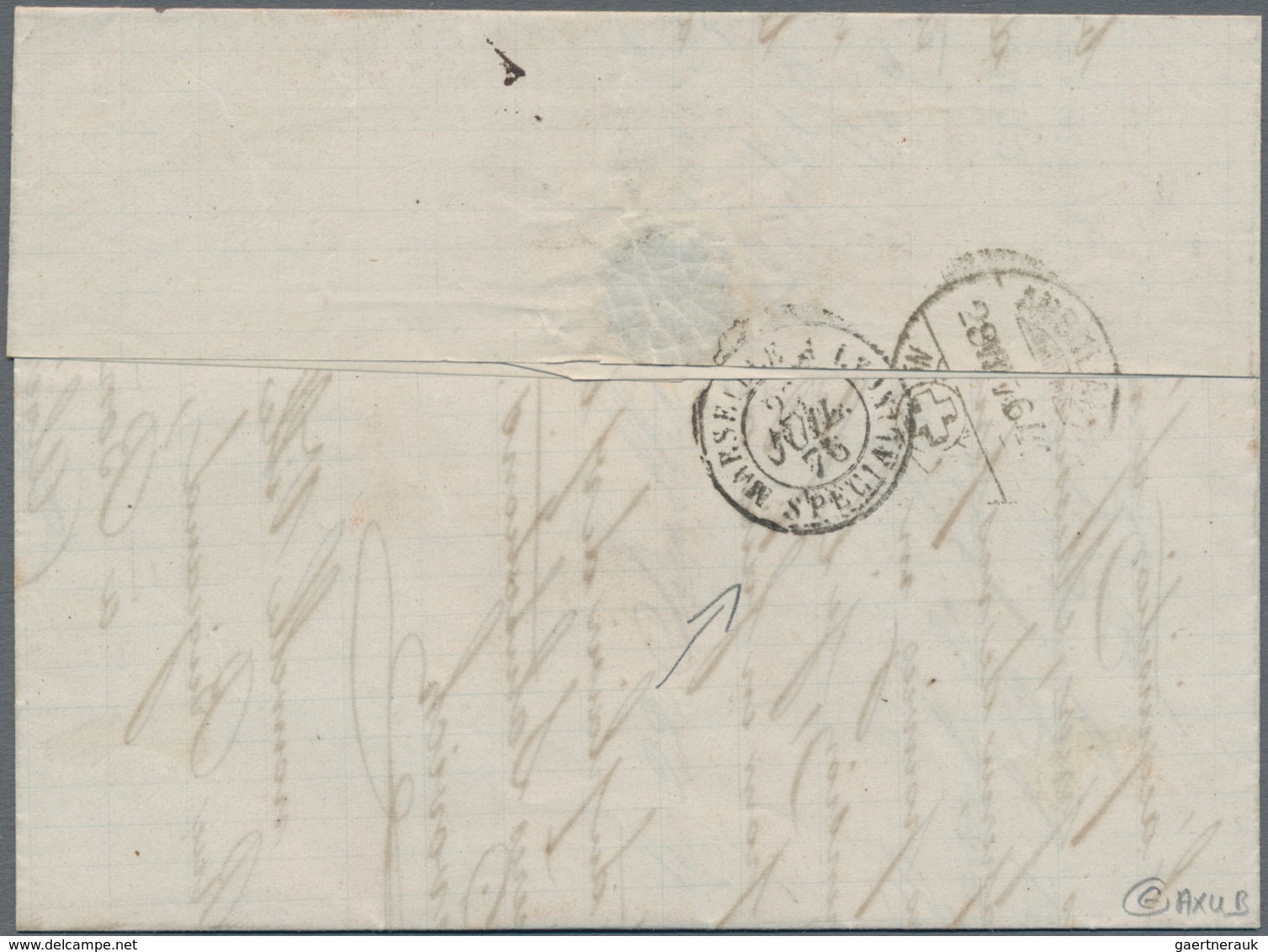 Algerien: 1876, Complete Folded Letter Franked With French Stamp 25 C Blue From BONE To Geneve/Switz - Covers & Documents