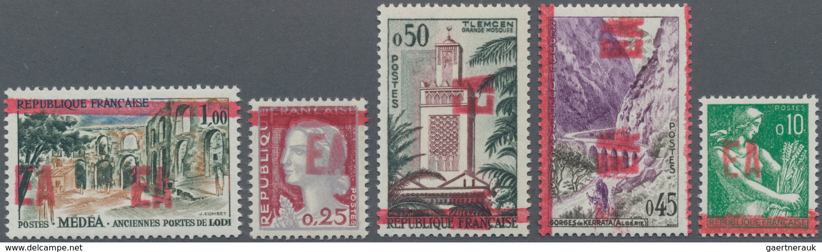 Algerien: 1962, French Definitives With Red Instead Of Black Overprints, Mint Never Hinged And Signe - Covers & Documents