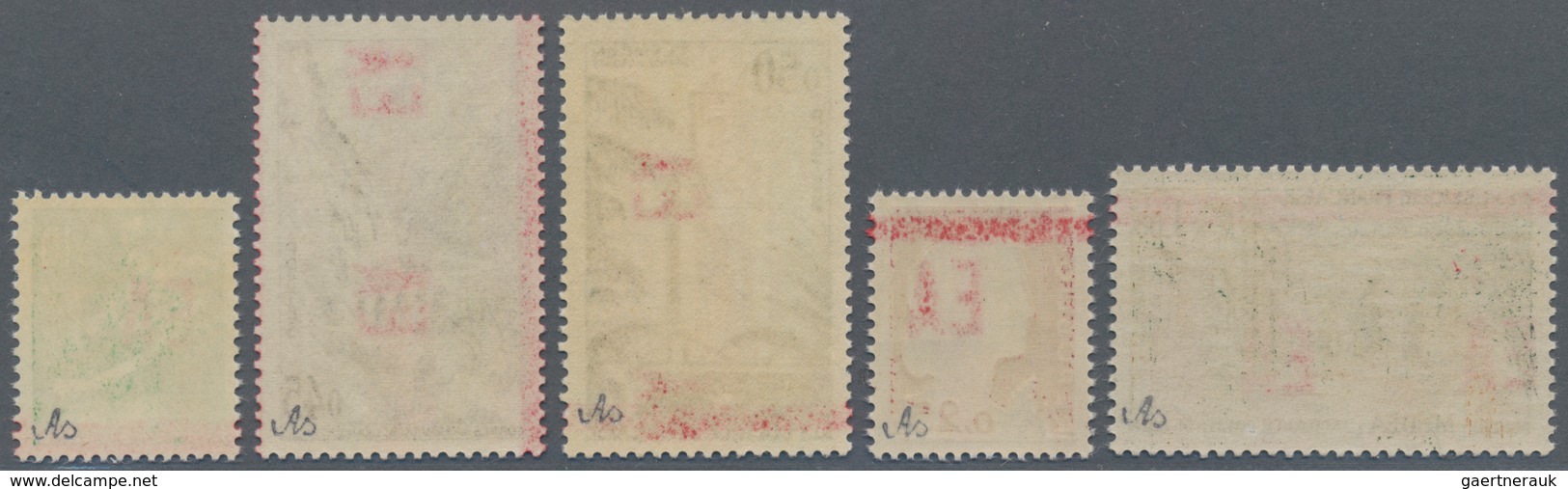 Algerien: 1962, French Definitives With Red Instead Of Black Overprints, Mint Never Hinged And Signe - Covers & Documents