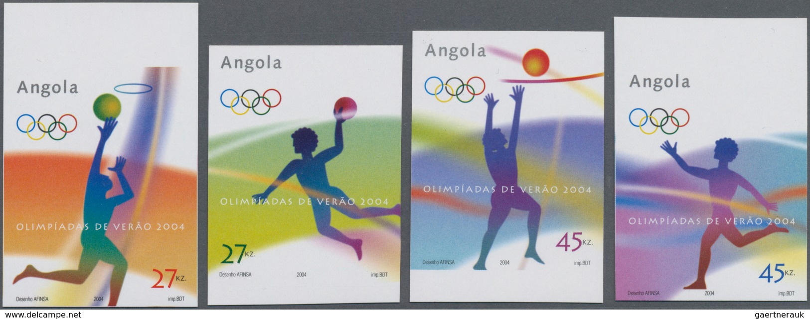 Angola: 2004, Summer Olympics Athens Complete IMPERFORATE Set Of Four (basketball, Handball, Volleyb - Angola