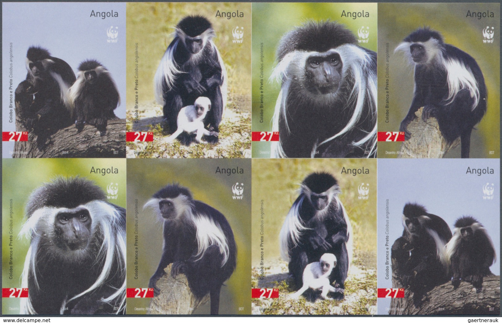 Angola: 2004, WWF 'Angolan Colobus' (Colobus Angolensis) Two Complete Sets Of Four In An IMPERFORATE - Angola