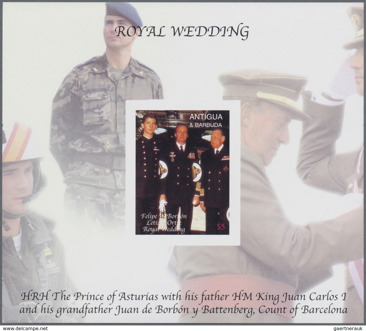 Antigua: 2004, Royal Wedding Of Prince Felipe De Borbon And Letizia Ortiz Complete Set Of Six IMPERF - Antigua Und Barbuda (1981-...)