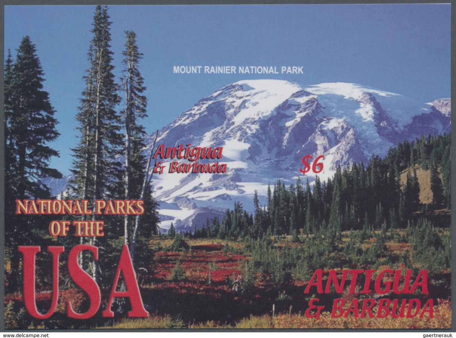 Antigua: 2006, National Parks In The USA Complete Set Of Six In An IMPERFORATE Sheetlet And The Impe - Antigua Und Barbuda (1981-...)
