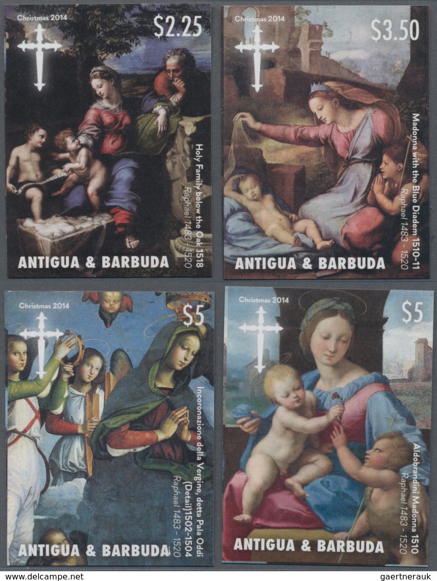 Antigua: 2014, Christmas Complete IMPERFORATE Set Of Four With Paintings From Raphael, Mint Never Hi - Antigua And Barbuda (1981-...)