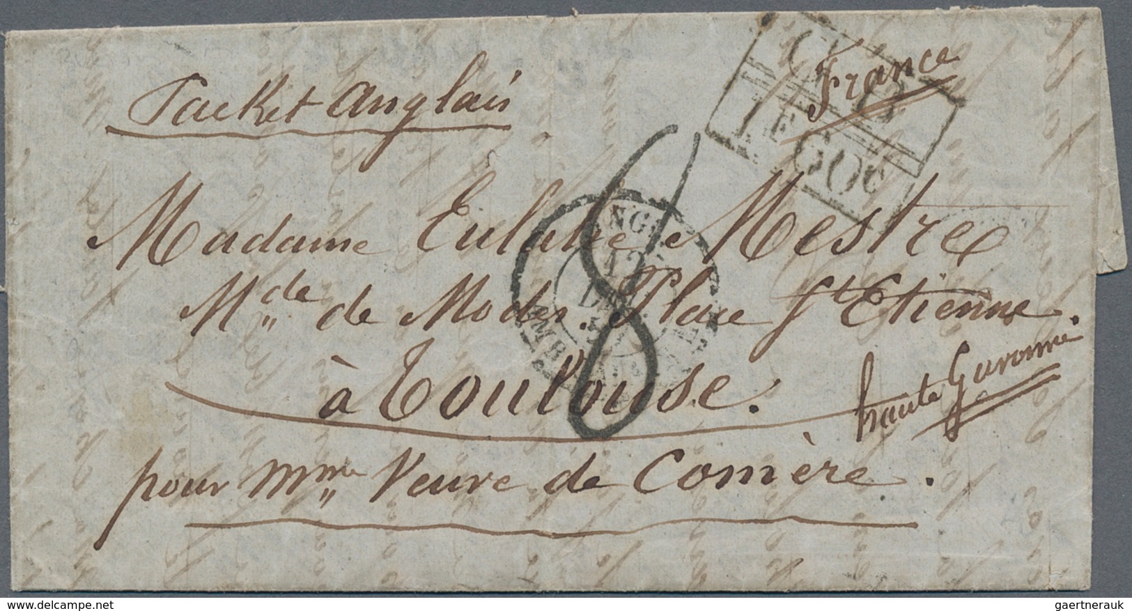 Argentinien - Vorphila: 1857, Entire Folded Small Letter With Boxed "GB 1 F. 60 C." Endorsed "Packet - Prephilately