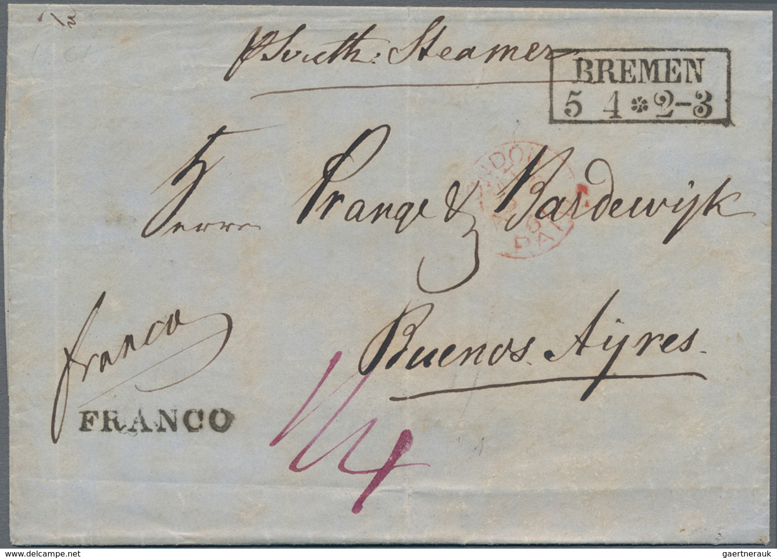 Argentinien - Vorphila: 1861 Incomming Mail: Fresh Entire Letter Paid "FRANCO" With Taxation "1/4" A - Prephilately