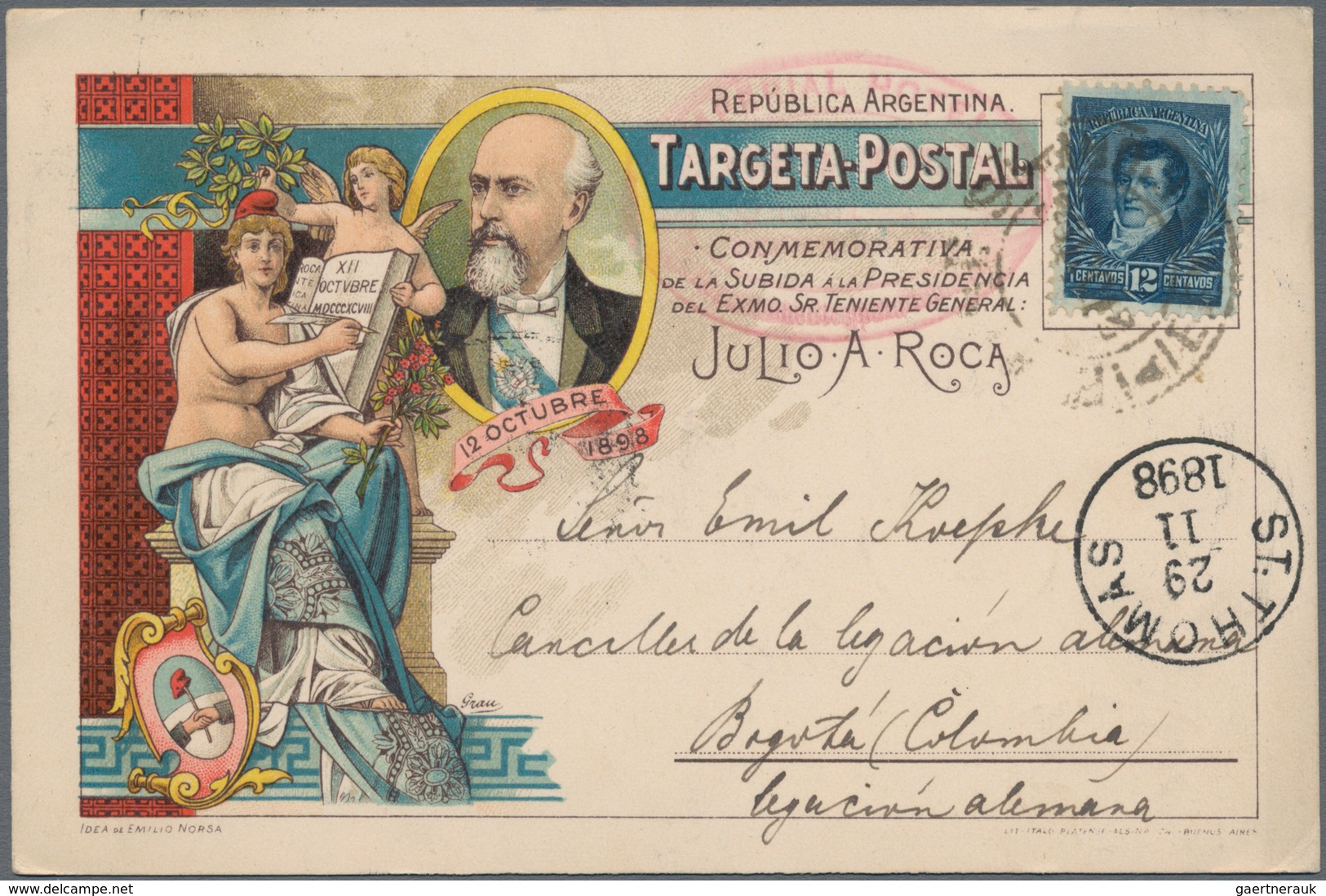 Argentinien: 1898, Postcard On The Occasion Of The Presidential Election From Buenos Aires Via Rio D - Other & Unclassified