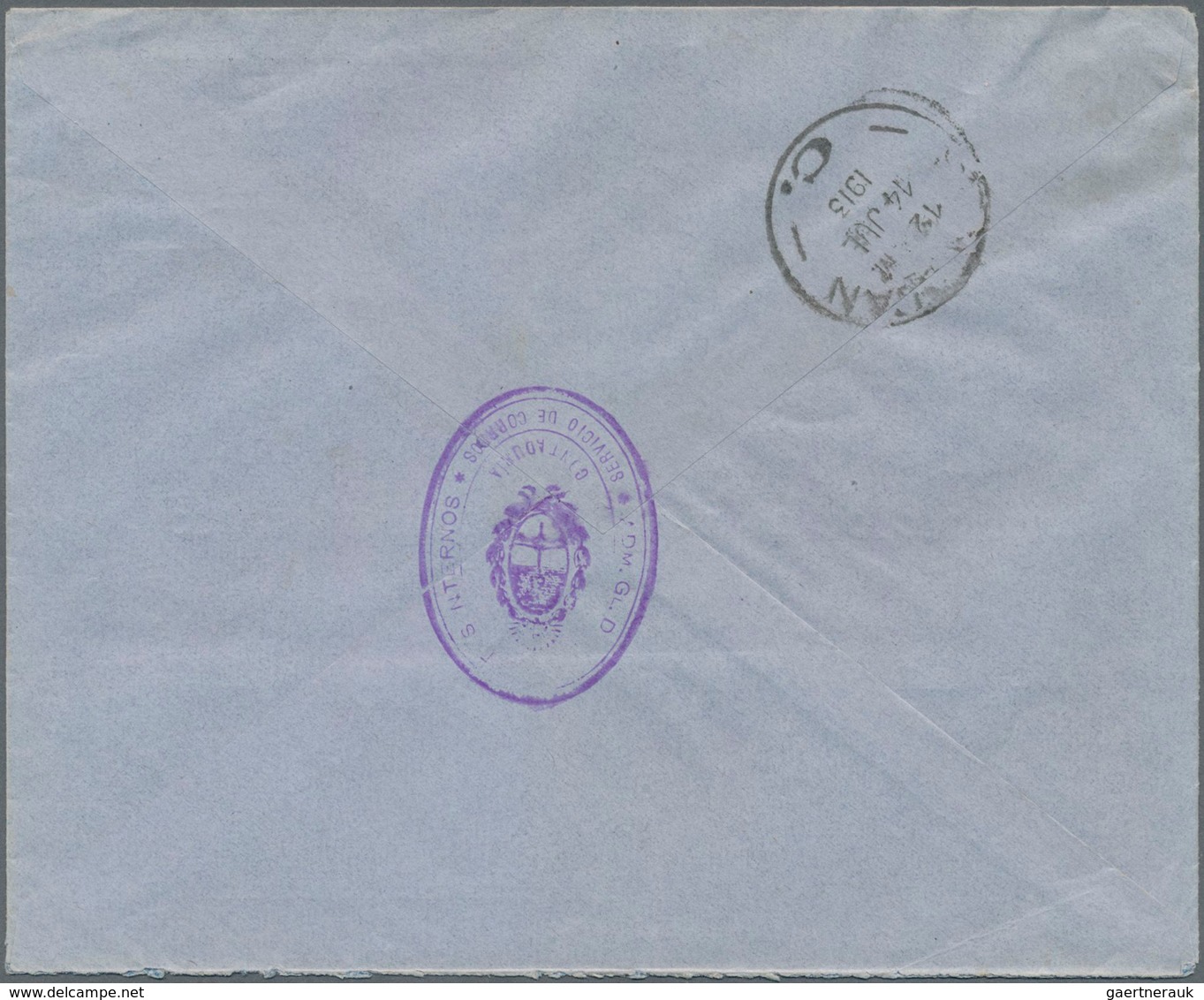 Argentinien: 1913 Commercially Local Used Postal Form Envelope With Black Postage Paid To The Intern - Other & Unclassified