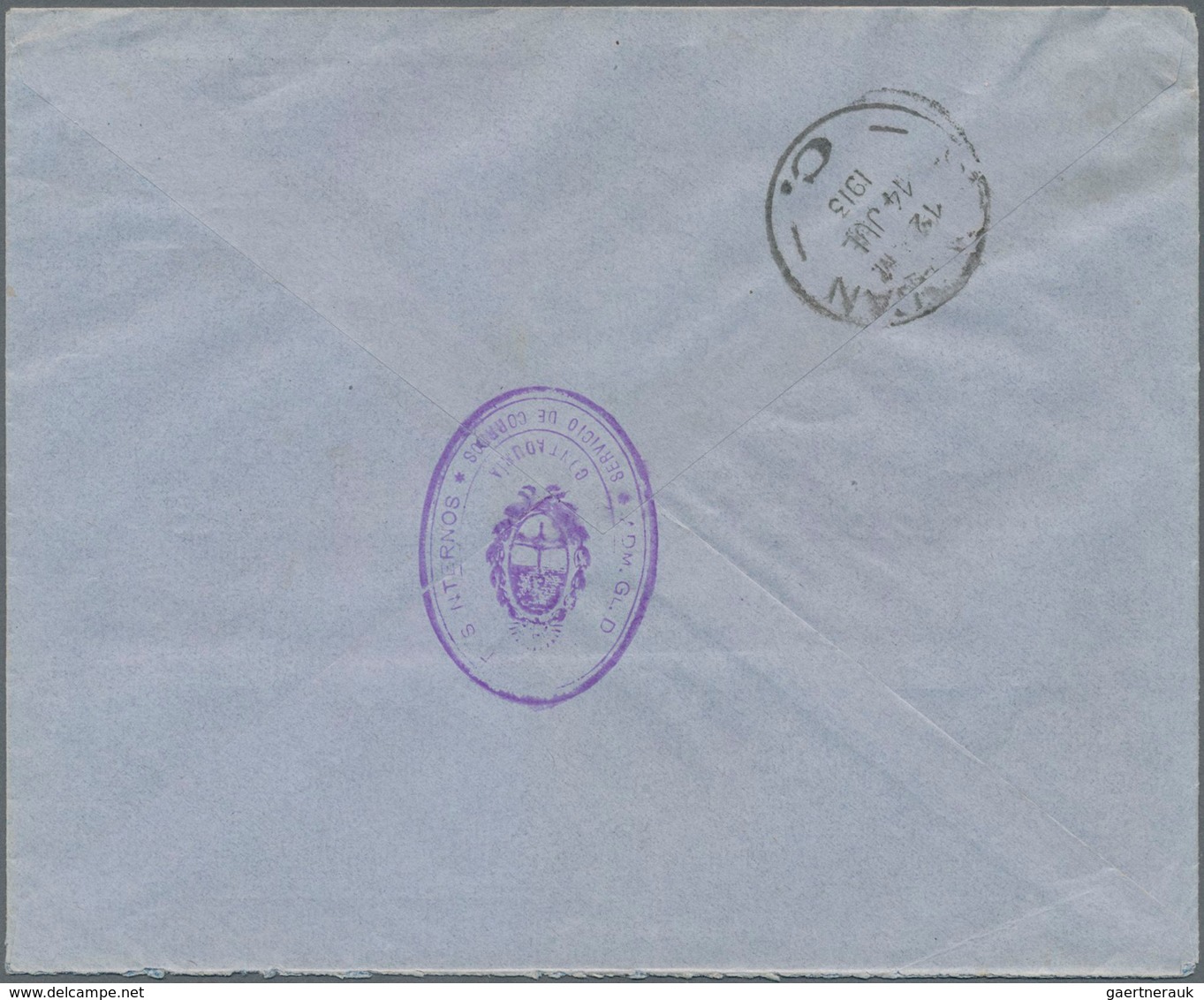 Argentinien: 1913 Commercially Local Used Postal Form Envelope With Black Postage Paid To The Intern - Andere & Zonder Classificatie