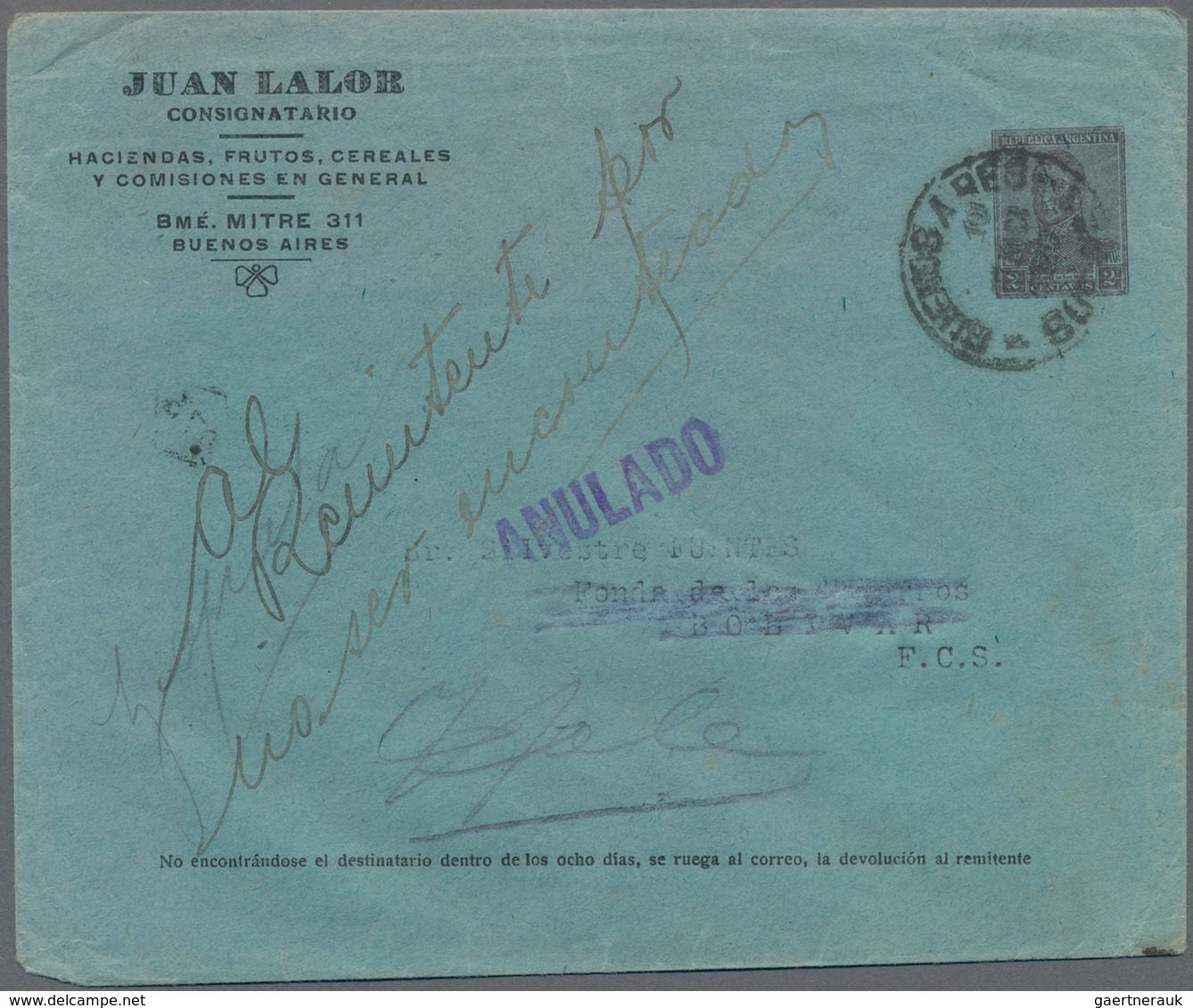 Argentinien - Ganzsachen: 1920, Stationery Envelope On Private Order San Martin 2 C Deep-brown On Bl - Ganzsachen