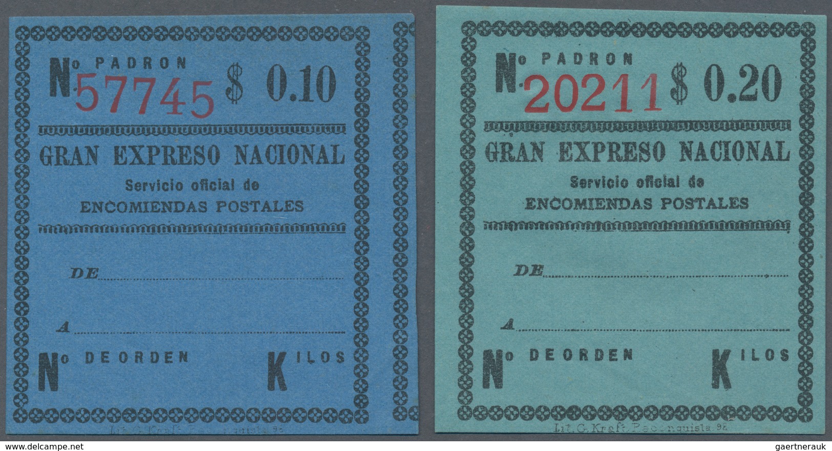 Argentinien - Besonderheiten: "Gran Expreso Nacional/Servicio Official De Encomiendas Postales": Sev - Sonstige & Ohne Zuordnung