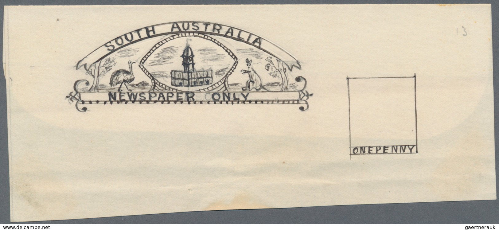 Südaustralien: 1890's, Wrapper Design Competition ESSAY ('Amateur' No. 13) Of Heading Of Wrapper 'Ne - Covers & Documents