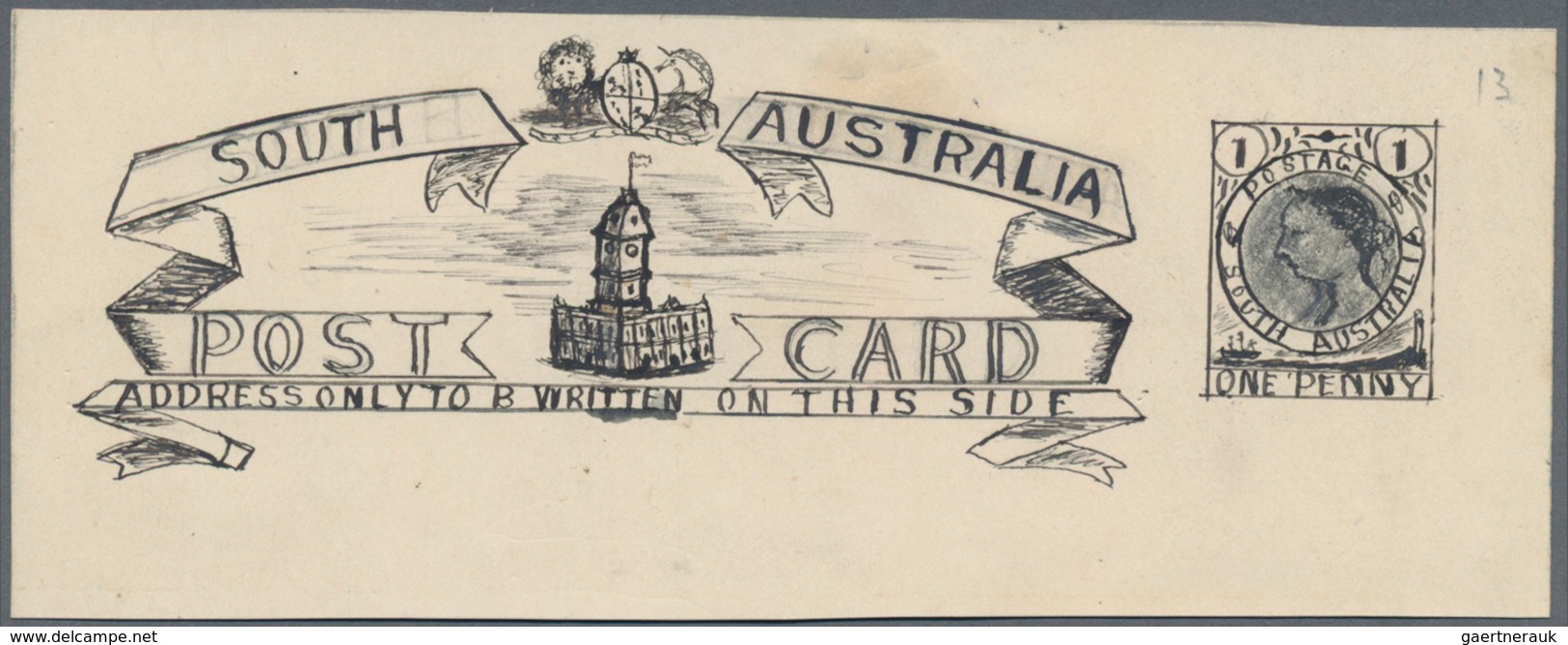 Südaustralien: 1890's, Postcard Design Competition ESSAY ('Amateur' No. 13) Of Heading Of Postcard H - Covers & Documents