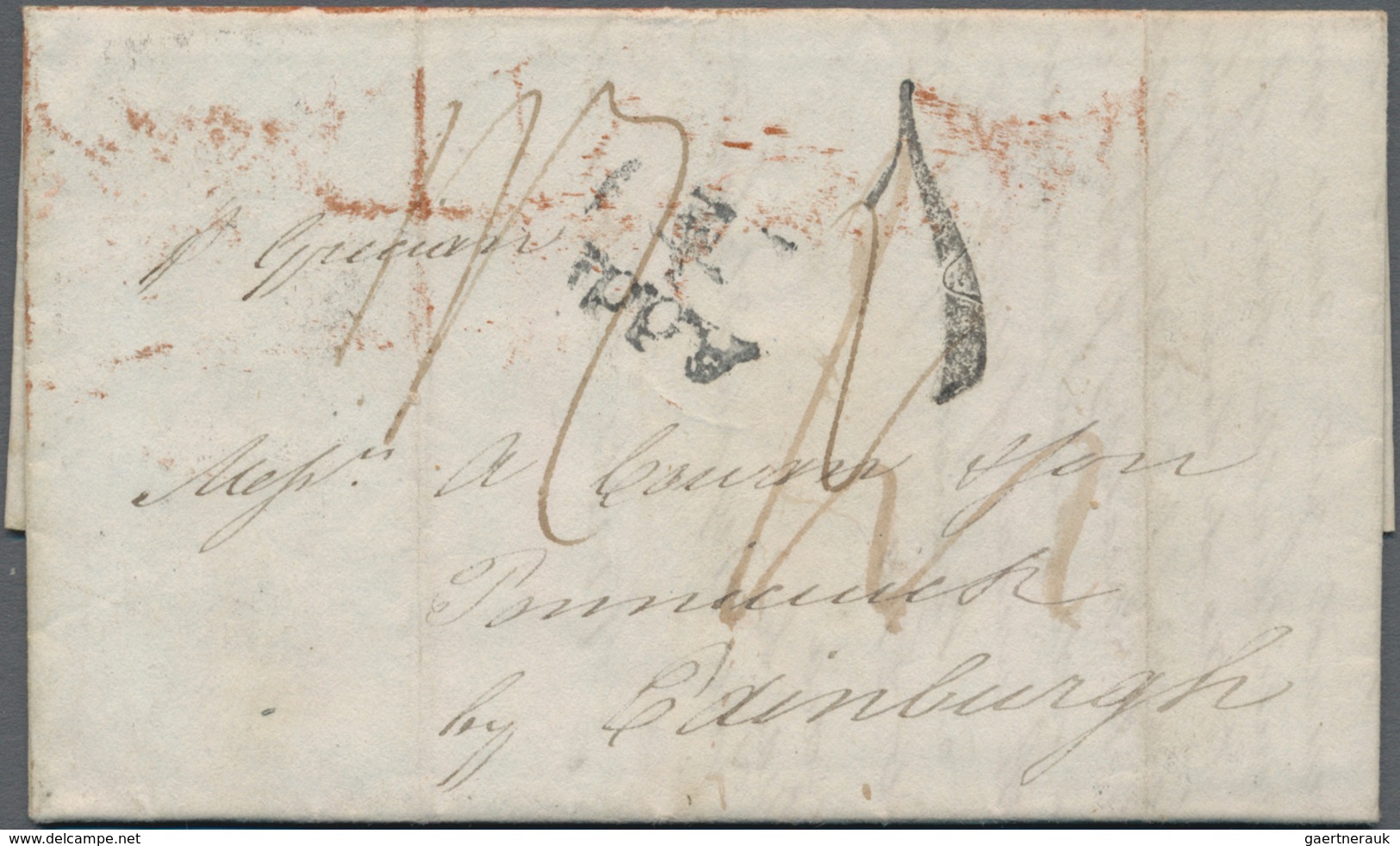 Tasmanien: 1835, Prephilatelic Letter From Hobart Via Guam To Edinburgh, On Reverse Intact Wax Seal - Briefe U. Dokumente